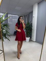 My 3680 Eteği Parça Dikişli Bordo Çan Elbise