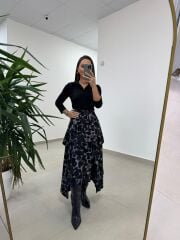 Ms 2042 Antrasit Gömlek Bağlama Detaylı Elbise