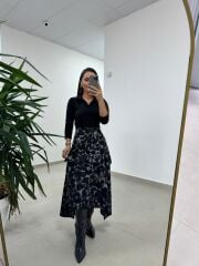 Ms 2042 Antrasit Gömlek Bağlama Detaylı Elbise