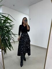 Ms 2042 Antrasit Gömlek Bağlama Detaylı Elbise