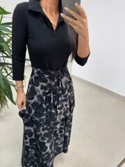 Ms 2042 Antrasit Gömlek Bağlama Detaylı Elbise