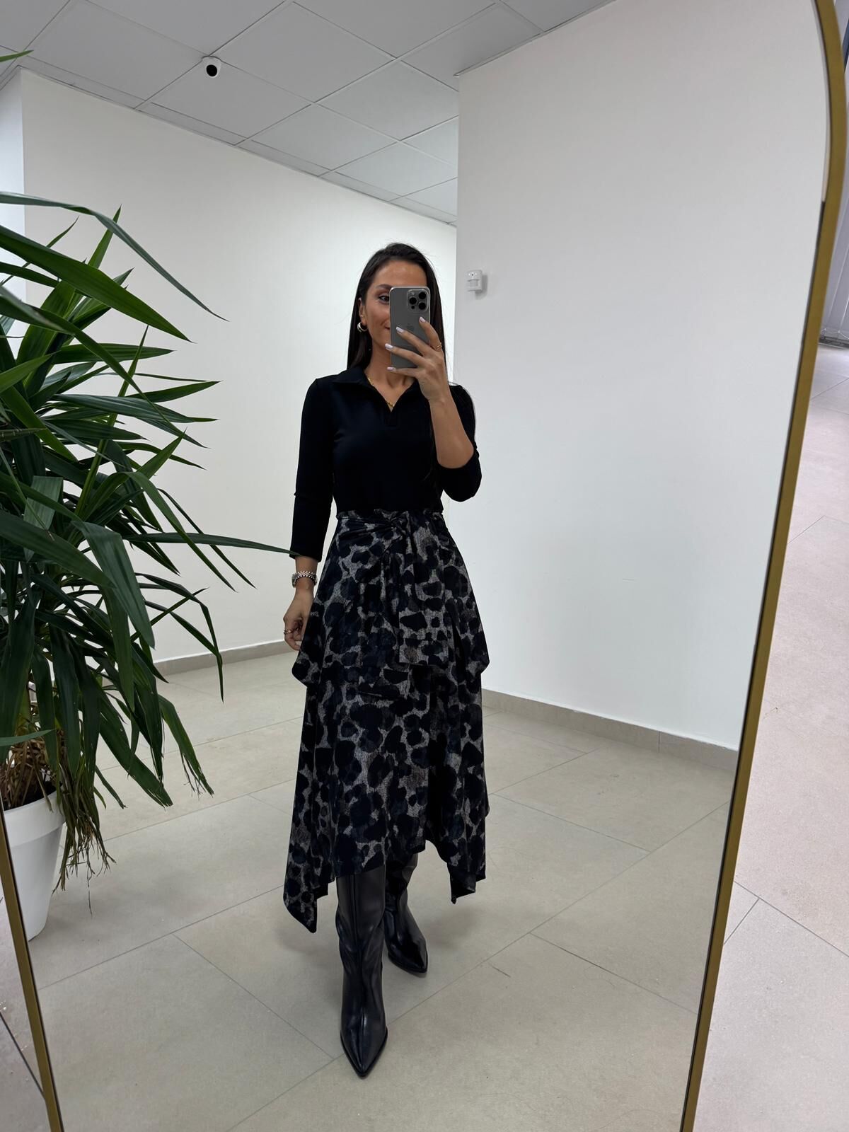 Ms 2042 Antrasit Gömlek Bağlama Detaylı Elbise