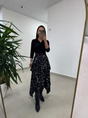 Ms 2042 Antrasit Gömlek Bağlama Detaylı Elbise