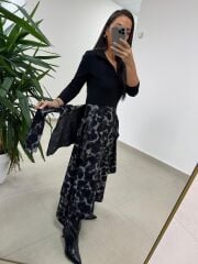 Ms 2042 Antrasit Gömlek Bağlama Detaylı Elbise