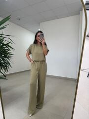 Fp 51163 Olive Kısa Kollu Bluzlu Takım