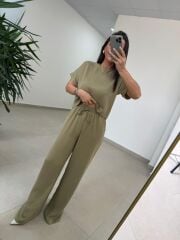 Fp 51163 Olive Kısa Kollu Bluzlu Takım