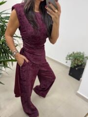 Ny 3010 İthal Kumaş Vatkalı Tasarım Mürdüm Takım