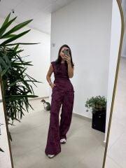 Ny 3010 İthal Kumaş Vatkalı Tasarım Mürdüm Takım