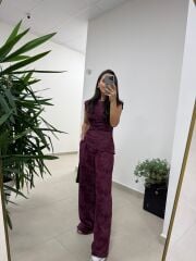 Ny 3010 İthal Kumaş Vatkalı Tasarım Mürdüm Takım