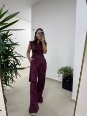 Ny 3010 İthal Kumaş Vatkalı Tasarım Mürdüm Takım