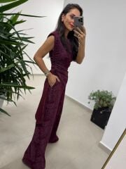 Ny 3010 İthal Kumaş Vatkalı Tasarım Mürdüm Takım