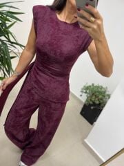 Ny 3010 İthal Kumaş Vatkalı Tasarım Mürdüm Takım