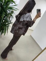 Bb 30330 Etnik Dokulu Kahve Geçişli Gömlek