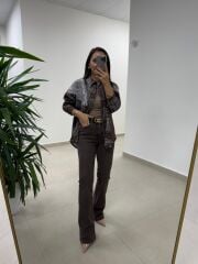 Bb 30330 Etnik Dokulu Kahve Geçişli Gömlek