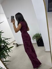 Ny 3010 İthal Kumaş Vatkalı Tasarım Mürdüm Takım