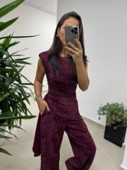 Ny 3010 İthal Kumaş Vatkalı Tasarım Mürdüm Takım