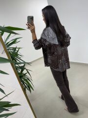 Bb 30330 Etnik Dokulu Kahve Geçişli Gömlek