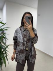 Bb 30330 Etnik Dokulu Kahve Geçişli Gömlek