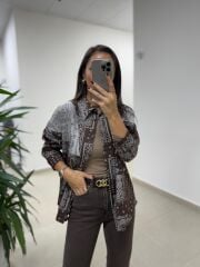 Bb 30330 Etnik Dokulu Kahve Geçişli Gömlek