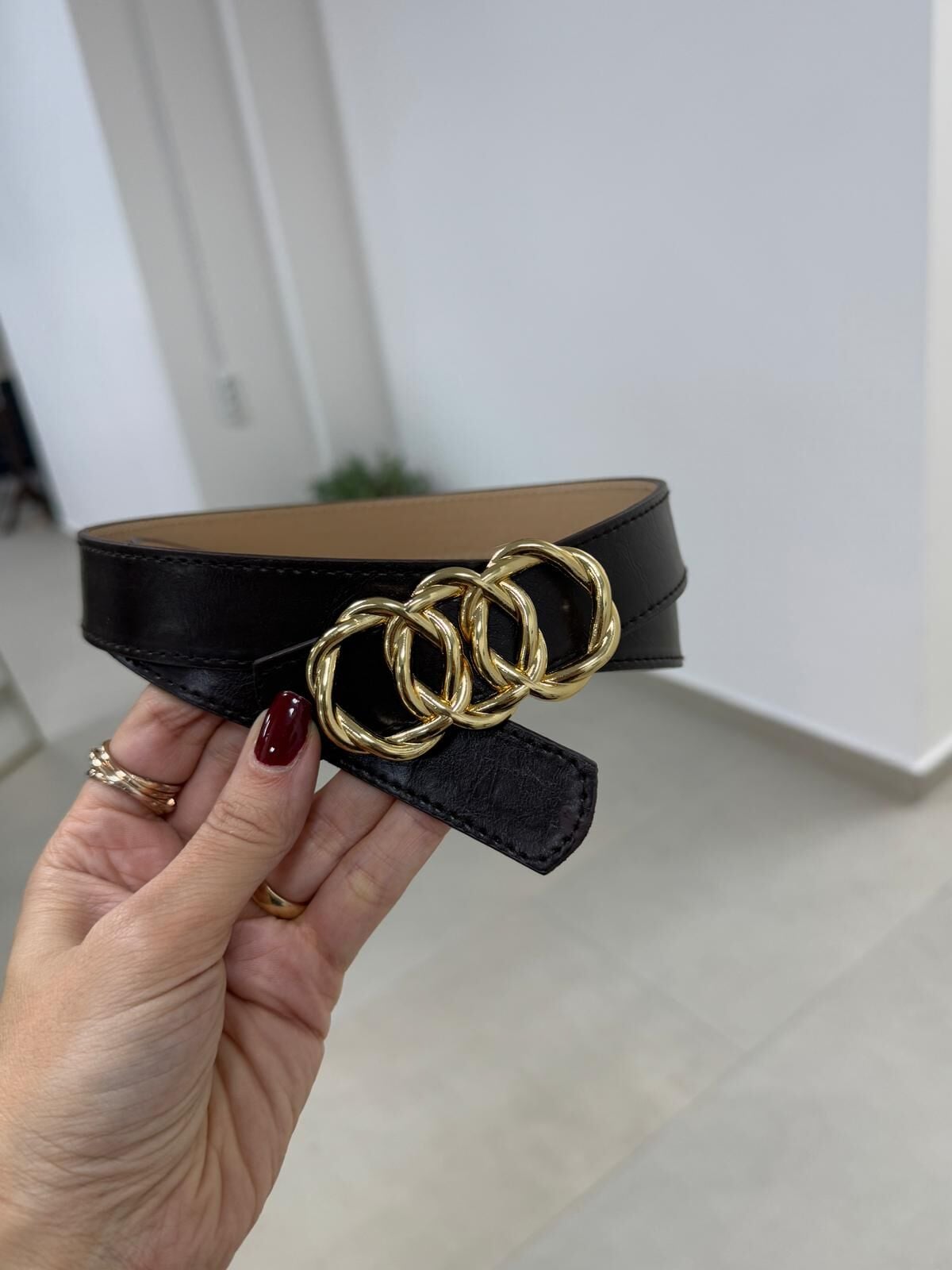 7870 A.Kahve Gold Halka Geçmeli Kemer