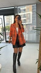 Orange Black Transitional Tweed Jacket