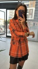 Orange Black Transitional Tweed Jacket