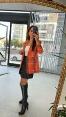 Orange Black Transitional Tweed Jacket