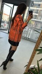 Orange Black Transitional Tweed Jacket