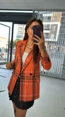 Orange Black Transitional Tweed Jacket