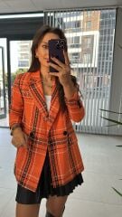 Orange Black Transitional Tweed Jacket