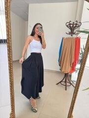 MZ 23057 Siyah Yırtmaçlı Crep Pantolon