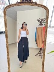 MZ 23057 Siyah Yırtmaçlı Crep Pantolon