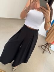 MZ 23057 Siyah Yırtmaçlı Crep Pantolon