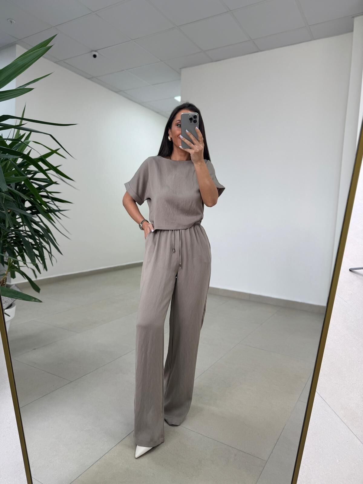 Fp 51163 Bej Kısa Kollu Bluzlu Takım