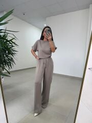 Fp 51163 Bej Kısa Kollu Bluzlu Takım