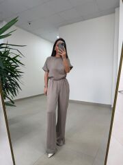 Fp 51163 Bej Kısa Kollu Bluzlu Takım