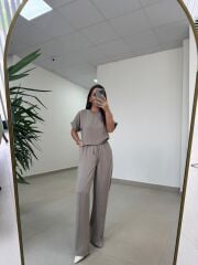 Fp 51163 Bej Kısa Kollu Bluzlu Takım