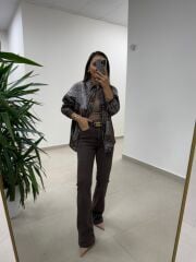 Spt 2023 Yıkamalı Açık Kahve İspanyol Paça Pantolon