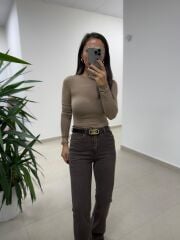 Spt 2023 Yıkamalı Açık Kahve İspanyol Paça Pantolon