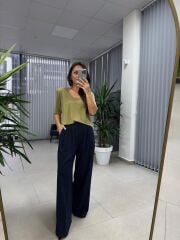 Cr 5004 Yağ Yeşili Modal Vatkalı Bluz