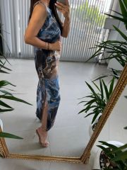 Ky Indigo Batik Patterned Dress