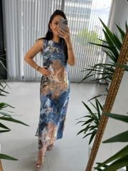 Ky Indigo Batik Patterned Dress