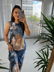 Ky Indigo Batik Patterned Dress