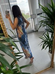 Ky Indigo Batik Patterned Dress