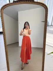 MZ 23057 Oranj Yırtmaçlı Crep Pantolon