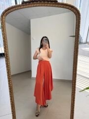 MZ 23057 Oranj Yırtmaçlı Crep Pantolon