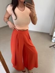 MZ 23057 Oranj Yırtmaçlı Crep Pantolon