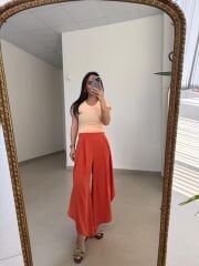 MZ 23057 Oranj Yırtmaçlı Crep Pantolon