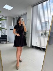 My 3680 Eteği Parça Dikişli Bitter Kahve Çan Elbise