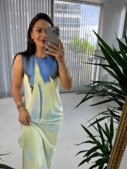 Ky Yellow Batik Patterned Dress